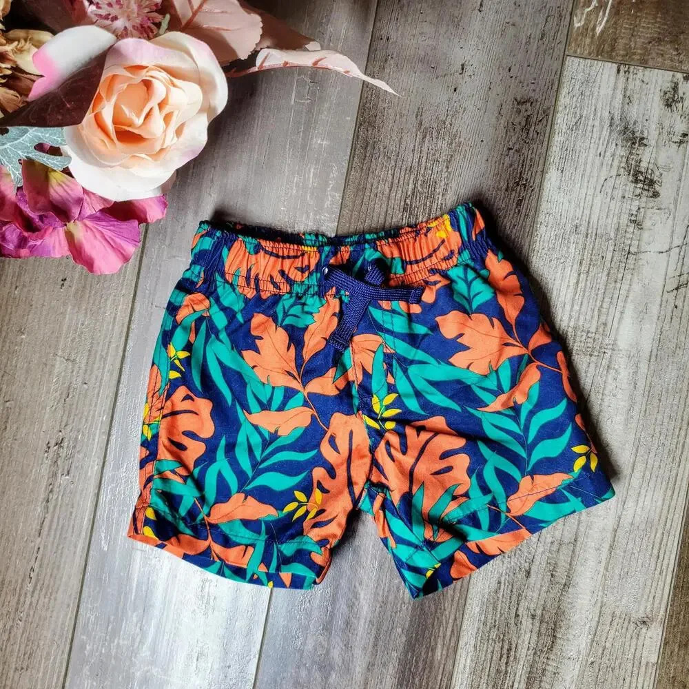 Gymboree Baby Boy Size 3-6 Months Tropical Print Swim Trunks Board Shorts NWOT